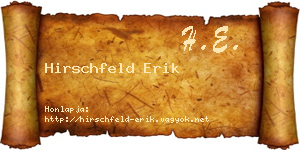 Hirschfeld Erik névjegykártya